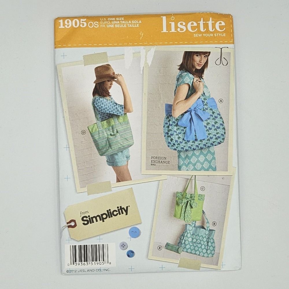 Simplicity  Lisette 1905‎  bags and cosmetic case pattern from 2012 New